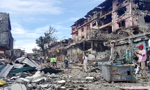 MARAWI IN RUINS AT THE END OF THE WAR IN 2017